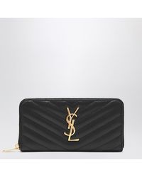 Saint Laurent - Wallet Grained Leather Ysl - Lyst