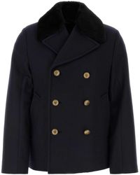 Prada - Dark Felt Coat - Lyst