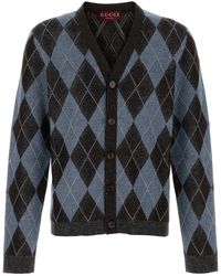 Gucci - Embroidered Stretch Wool Blend Cardigan - Lyst