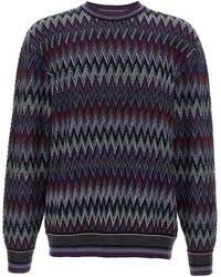 Missoni - Zigzag Pattern Wool Sweater With Crew Neck - Lyst