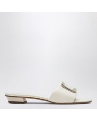Roger Vivier - Square Buckle Leather Slides - Lyst
