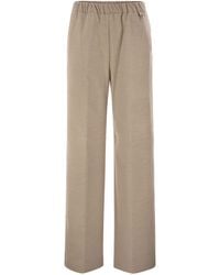 Herno - Wide-Leg Flannel-Effect Trousers With Elasticated Waistband - Lyst