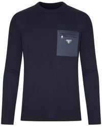 Prada - Wool Sweater With Re-Nylon Pocket - Lyst