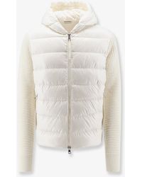 Moncler - Nylon Jacket With Wool And Cashmere Blend Sleeves - Lyst