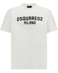 DSquared² - T-Shirt With Â€Œ Milanoâ€ Logo Printed - Lyst