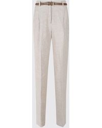 Max Mara - Striped Linen Blend Trousers - Lyst