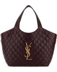 Saint Laurent - Burgundy Nappa Leather Medium Icare Shopping Bag - Lyst