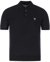 Prada - Midnight Wool Polo Shirt - Lyst