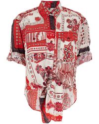 Isabel Marant - 'Nath' Shirt With Tie-Down Bottom And All-Over Printed Motif - Lyst