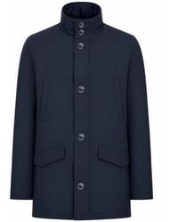 Herno - Technical Fabric Coat With High Collar And Buttons - Lyst