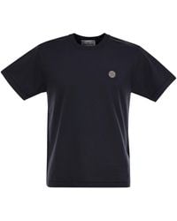 Stone Island - Short Sleeved T Shirt With Compass Logo Patch - Lyst