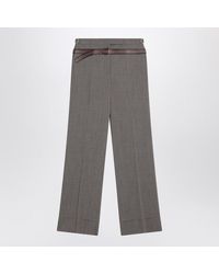 Prada - Wool Blend Trousers With Printed Belt - Lyst