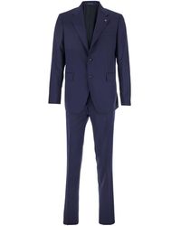 Tagliatore - Single-Breasted Suit With Notched Revers And Brooch Detail On The Front - Lyst