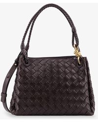 Bottega Veneta - Parachute Leather Shoulder Bag With Intrecciato Motif And Knot Detail - Lyst