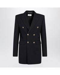 Saint Laurent - Double-Breasted Virgin Wool Gabardine Jacket - Lyst