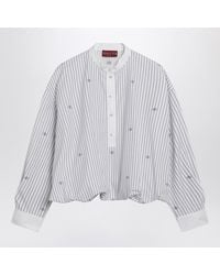 Gucci - Striped Cotton Blouse With Gg Embroidery - Lyst