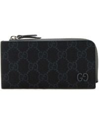 Gucci - Gg Fabric And Leather Card Holder - Lyst