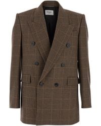 Saint Laurent - Double-Breasted Jacket With Peak Revers And Stripe - Lyst