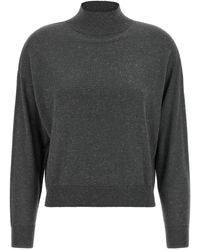 Peserico - Lamé Thread Turtleneck Sweater - Lyst