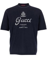 Gucci - Round Neck Sweater With Logo Lettering On The Front - Lyst