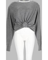 Magda Butrym - Wool Cropped Knot-Front Sweater - Lyst