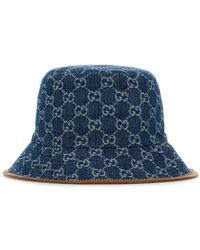 Gucci - Embroidered Denim Bucket Hat - Lyst
