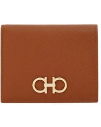 Ferragamo - Gancini Hammered Leather Compact Wallet Accessories - Lyst