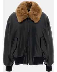 Ami Paris - Zipped Padded Jacket With Shearling Collar - Lyst
