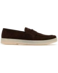 Prada - Dark Suede Loafers - Lyst