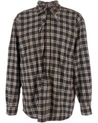DSquared² - 'D2 X Magliano' Shirt With Tie Detail On The Front And All-Over Check Motif - Lyst
