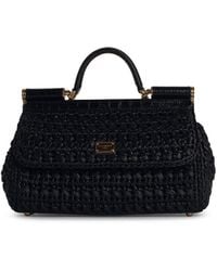 Dolce & Gabbana - Small 'Sicily' Raffia Blend Bag - Lyst