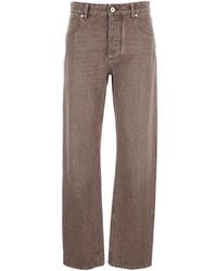 Bottega Veneta - Jeans With Logo Patch On The Rear And Washed Design - Lyst