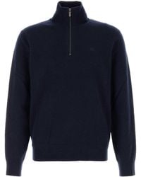 Burberry - Dark Blu Stretch Cashmere Blend Sweater - Lyst