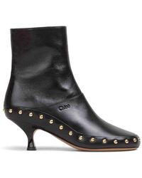 Chloé - Studded Leather Ankle Boots - Lyst
