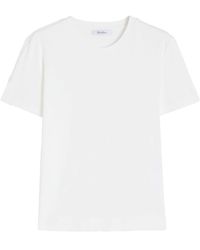 Max Mara - Tone On Tone Embroidered Logo Cotton T-Shirt - Lyst
