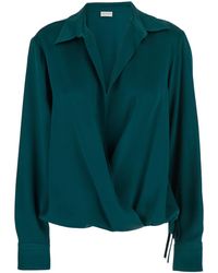 Dries Van Noten - 'Cedar' Blouse With Spread Collar And Elastic Drawstring Waist - Lyst