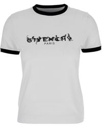 Givenchy - Crewneck T-Shirt With Logo Lettering On The Front And 4G Logo On The Rear - Lyst