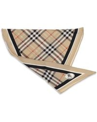 Burberry - Check Silk Scarf With Knight Stamp - Lyst