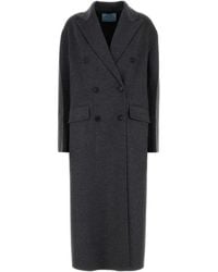 Prada - Dark Grey Wool Blend Coat - Lyst