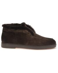 Santoni - Suede Shearling Ankle Boots - Lyst