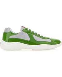 Prada - Two-Tone Leather And Fabric America S Cup Sneakers - Lyst