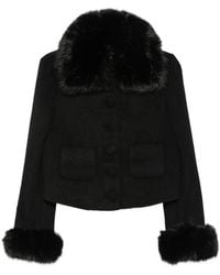 Self-Portrait - Self-Portrait Faux-Fur Trim Jacket - Lyst