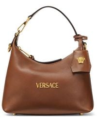 Versace - Tag Leather Hobo Bag - Lyst