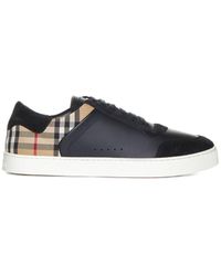Burberry - Stevie Check Canvas And Leather Sneakers By - Lyst