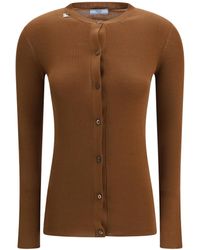 Prada - Ribbed Wool Cardigan - Lyst