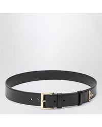 Prada - Leather Belt With Triangle Logo - Lyst