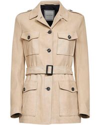Tagliatore - Sand Suede Belted Saharan Jacket - Lyst