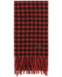 Ami Paris - Ami De Coeur Checked Wool Scarf - Lyst