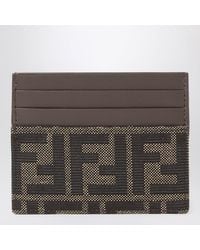 Fendi - Ff Zucca Jacquard And Leather Card Holder - Lyst