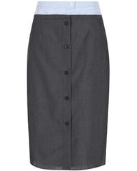 Prada - Gonna Midi Con Bottoni - Lyst